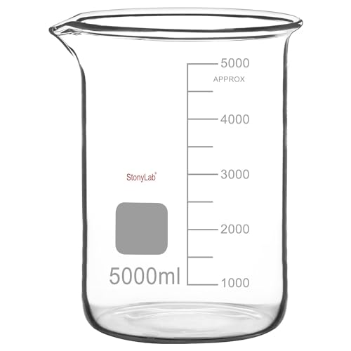 stonylab Glas Becher, 1-Pack Borosilikatglas Graduierte Niedrige Form Griffin Becher mit Gießauslauf Labor Becher Lab Beaker, 5000 ml von stonylab