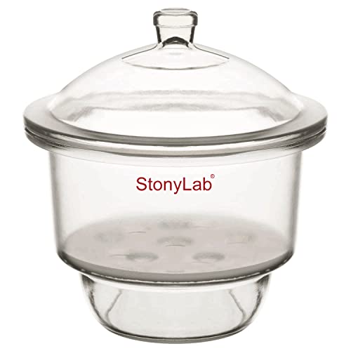 stonylab Glas Exsikkator, Labor Exsikkator mit Knopfabdeckung und Porzellanplatte ID:240 mm für Laborforschung von stonylab