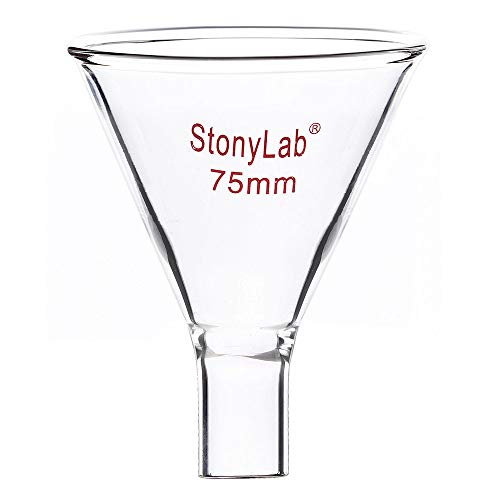 stonylab Glas Pulvertrichter, Heavy Wall Borosilikatglas Funnel Kurzer Stiel mit 75 mm oberem Durchmesser und 22 mm von stonylab