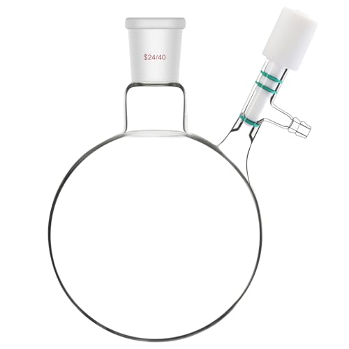 stonylab Glas Schlenkflasche, 24/40 Joint Luftfreie Reaktion Schwere Wand Schlenkkolben mit Rundem Boden, Round Bottom Schlenk Flask mit 10 mm Schlauchanschluss, 1000ml von stonylab