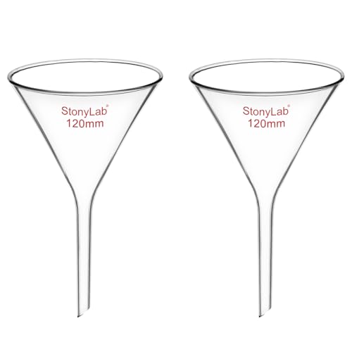 stonylab Glas Trichter, 2er Pack Schwerwandiges Borosilikatglas Kurzstiel Filtertrichter Labor Glaswaren, Durchmesser 120 mm von stonylab