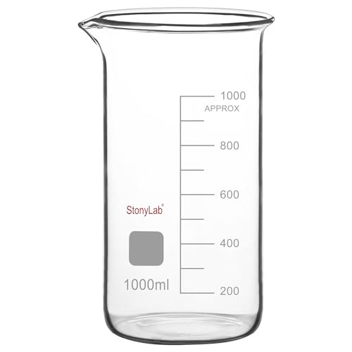 stonylab Glasbecher, 1er-Pack Borosilikatglas Graduierter Hoher Becher mit Ausgießer, Laborbecher, 1000 ml von stonylab