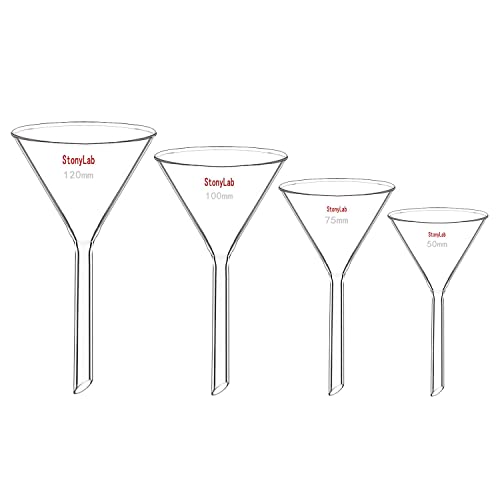 stonylab Glastrichter Set, 4-teiliges Dickwandiges Borosilikatglas, Kurze Stieltrichter Fülltrichter 50 mm/75 mm/100 mm/120 mm Durchmesser stonylab Glastrichter Set, 4-teiliges Dickwandiges Borosilikatglas, Kurze Stieltrichter Fülltrichter 50 mm/75 mm/100 mm/120 mm Durchmesser von stonylab