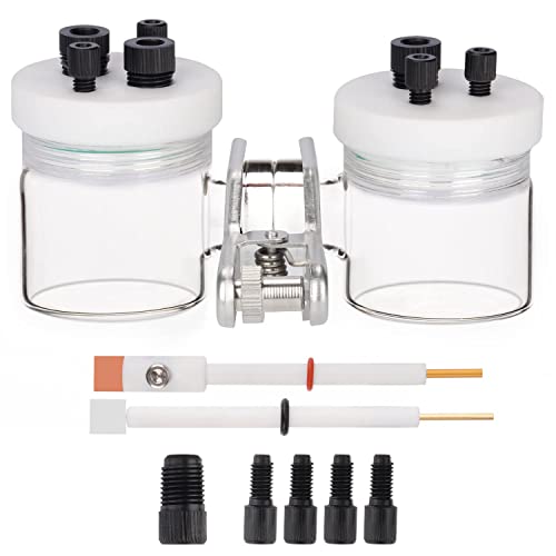 stonylab H-Typ-Elektrolytzellen, Borosilikat Austauschbar Ionenaustauscher-Membran-Elektrolyseur Abgedichtete Elektrochemische Zellen mit PTFE-Deckel und Elektroden, 100 ml von stonylab