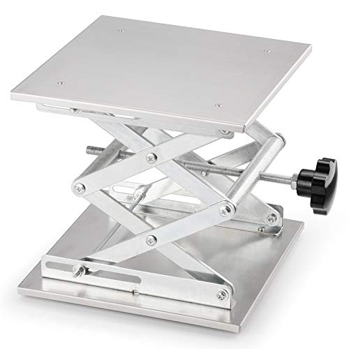 stonylab Laborhebebühne, 250 x 250 mm Lab Jack Scherenständer Hubtisch aus Edelstahl, Hebebühne Labor, Erweiterbarer Hebehöhenbereich von 100 mm bis 370 mm, Maximal Unterstützte Gewicht 20 KG von stonylab