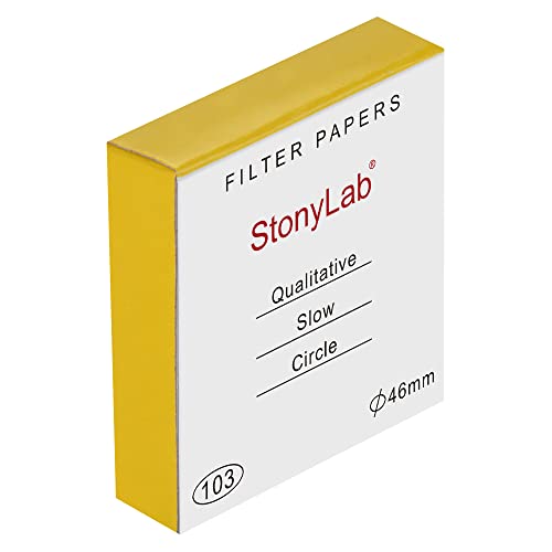 stonylab Qualitatives Filterpapier, 100 Packungen Langsame Flussrate Zellulose Filterpapier Kreise mit 10 Mikron Partikelrückhaltung, 46 mm Durchmesser von stonylab