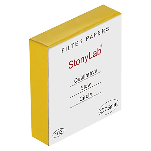 stonylab Qualitatives Filterpapier, 100 Packungen Langsame Flussrate Zellulose Filterpapier Kreise mit 10 Mikron Partikelrückhaltung, 74 mm Durchmesser von stonylab