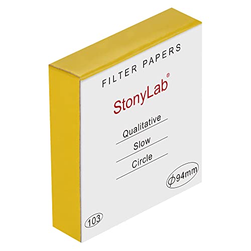 stonylab Qualitatives Filterpapier, 100 Packungen Langsame Flussrate Zellulose Filterpapier Kreise mit 10 Mikron Partikelrückhaltung, 94 mm Durchmesser von stonylab