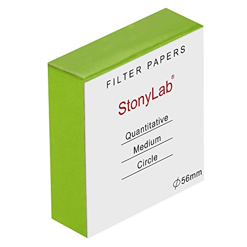 stonylab Quantitative Filterpapier Kreise, Zellulose Filterpapier mit 56mm Durchmesser und Einer Filtrationsgeschwindigkeit von 20 Mikron, Packung mit 100 Stück von stonylab