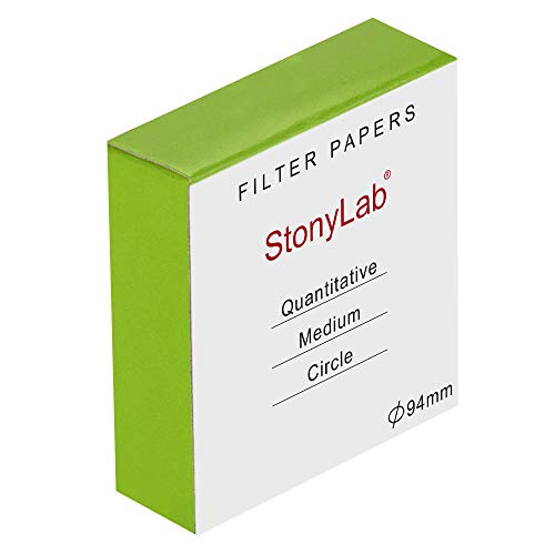 stonylab Quantitative Filterpapier Kreise, Zellulose Filterpapier mit 94mm Durchmesser und Einer Filtrationsgeschwindigkeit von 20 Mikron, Packung mit 100 Stück von stonylab