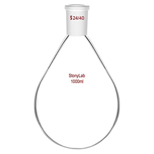 stonylab Rundkolben Kolben Glas, Single Neck Round Bottom Flask Borosilikat-Einhals Rundkolben Labor Glas Rotationsverdampferkolben 1000ml mit Außengelenk 24/40 von stonylab