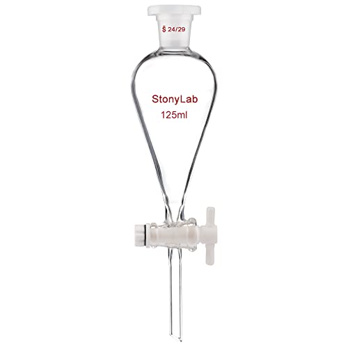 stonylab Scheidetrichter Glas, Borosilikatglas 125 ml Scheidetrichter Heavy Wall Conical Separatory Funnel Trichter mit Glas Absperrhahn 24/29 Gelenk und PTFE-Absperrhahn, 125 ml stonylab Scheidetrichter Glas, Borosilikatglas 125 ml Scheidetrichter Heavy Wall Conical Separatory Funnel Trichter mit Glas Absperrhahn 24/29 Gelenk und PTFE-Absperrhahn, 125 ml von stonylab