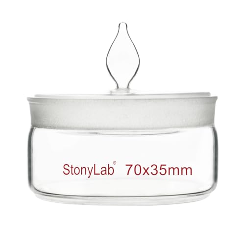 stonylab Tiefgezogenes Wiegefläschchen, Borosilikatglas Wiegefläschchen mit geschliffenem Stopfen für Laborgebrauch, Durchmesser 70 mm, Höhe 35 mm von stonylab