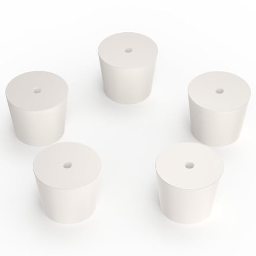 stonylab Vollgummi Stopfen mit Einem Loch, 5er-Pack 7# Luftdichte Kontrolle Labordichtungs Gummistopfen von stonylab