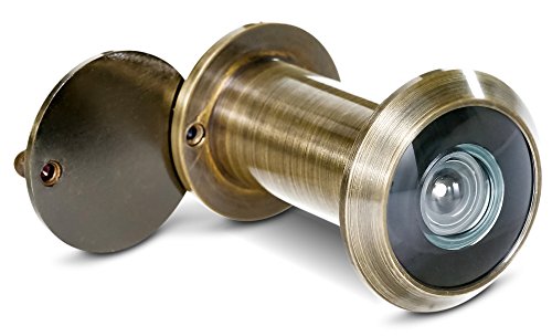 Stoppwerk Türspion Weitwinkel 200° mit Sichtschutz - Messing/Antik - Bohrloch Ø 14mm - Spion für 35-55mm Türen - Hochwertige Echtglaslinse Stoppwerk Türspion Weitwinkel 200° mit Sichtschutz - Messing/Antik - Bohrloch Ø 14mm - Spion für 35-55mm Türen - Hochwertige Echtglaslinse von stoppwerk