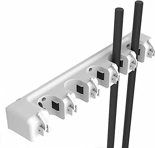 Stoppwerk Wandhalterung Besen mit 5 Haken und 6 Schnellspannern - Besenhalterung, Ordnungsleiste, Gerätehalter - Zum Aufhängen von Werkzeug von stoppwerk