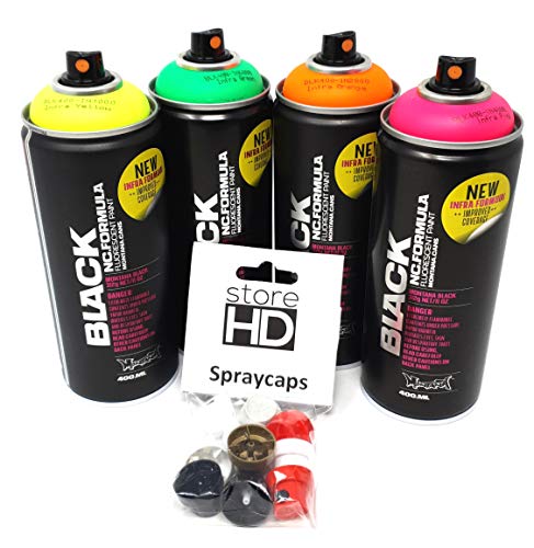 Montana Black Infra Sprühdosen Set Neon Farben + Ersatzsprühköpfe - 4 x 400ml von store HD