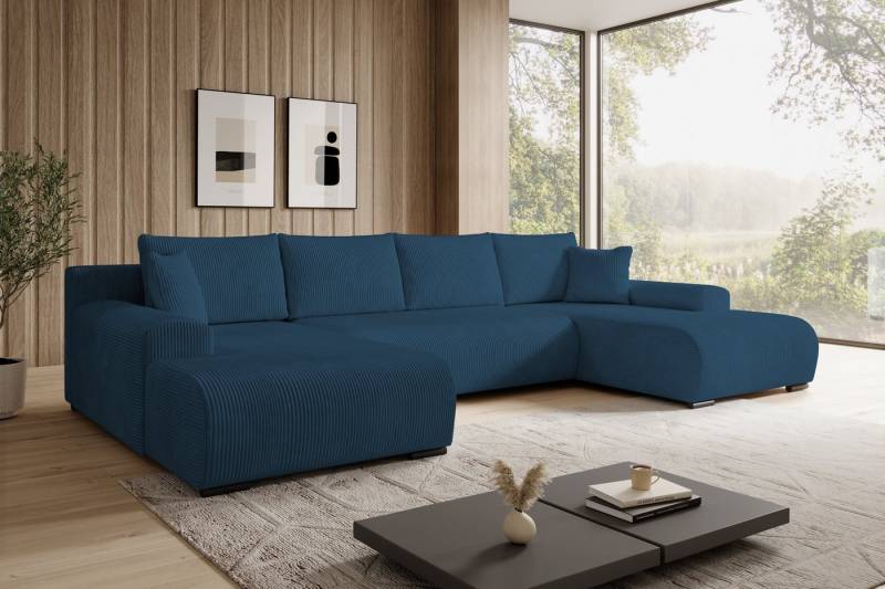 storez24 Ecksofa Ellen U, mit Bettkasten und Schlaffunktion, Cordstoff, U-Form, bequem von storez24