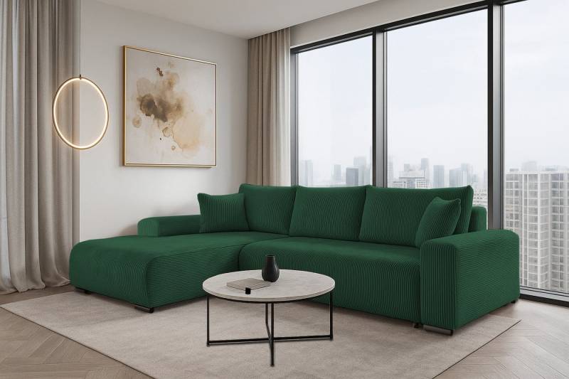 storez24 Ecksofa Soffe, mit Bettkasten und Schlaffunktion, Cordstoff, L-Form, bequem von storez24