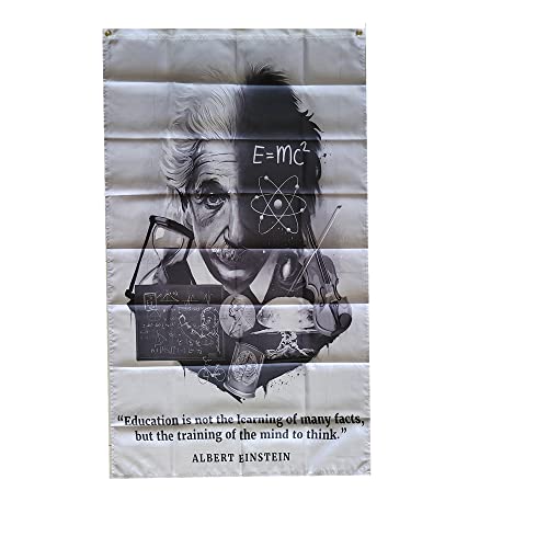 Stormflag Albert Einstein Flaggen 90cmx150cm Albert Einstein inspirierendes Zitat, inspirierend, Poster Polyester Pongee 90g mit Ösen mit Doppelnadel genäht. von stormflag