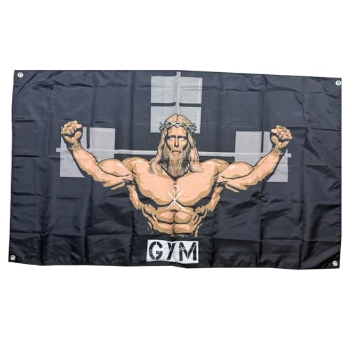 Stormflag Conquer Pose Gym Banner für Krafttraining, 3 x 5 m, Flaggen für den Außenbereich, Fitnessstudio, Banner 90 cm x 150 cm, Polyester, 90 g, vier Augen von stormflag