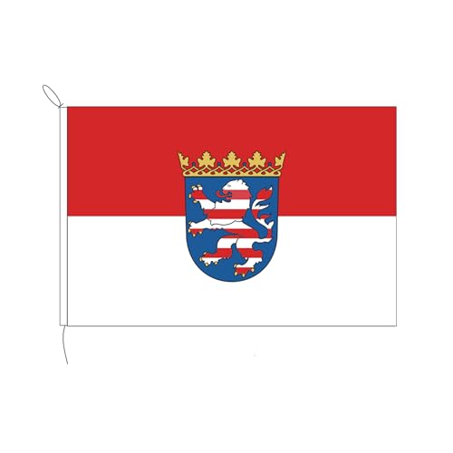 Stormflag Deutsche Hessen Flagge (20cmx30cm) Polyester Pongee 110g/m² Seil und Schlaufe Polyester ，robust mit Strick & Schlaufe von stormflag