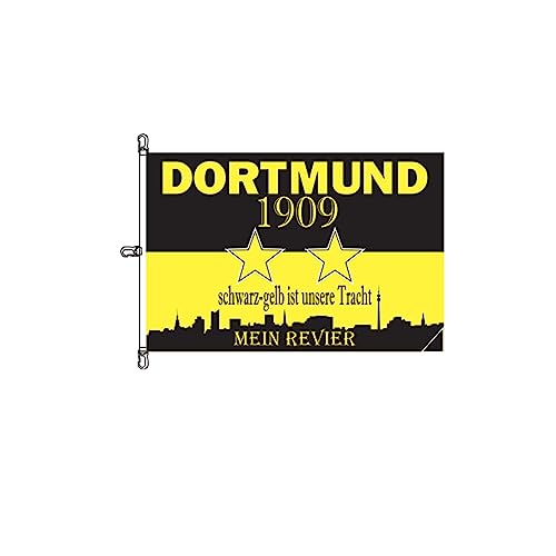 Stormflag Flagge Dortmund Mein Revier Sterne 120x180cm Flagge Fanflagge Dortmund 1909 4x6ft Polyester 1110 g/m2 von stormflag