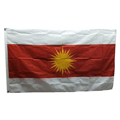 Stormflag JESIDEN YAZIDISM NEU Flagge 3x5ft YEZIDEN KURDISCH EZIDEN Fahne 90 x 150 cm Polyester 90g mit drei Haken von stormflag