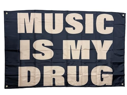 Stormflag Flagge "Music Is My Drug", 90 x 150 cm, 100 % Polyester, mit Messingösen, für Innen- und Außendekoration Stormflag Flagge "Music Is My Drug", 90 x 150 cm, 100 % Polyester, mit Messingösen, für Innen- und Außendekoration von stormflag