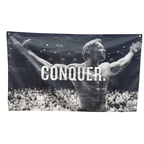 Stormflag Schwarzenegger flagge 90x150cm Flagge für Arnold Schwarzenegger 3x5ft Gym Motivation Lustiges Fitness Poster Polyester 90g mit Ösen mit Doppelnadel genäht. von stormflag