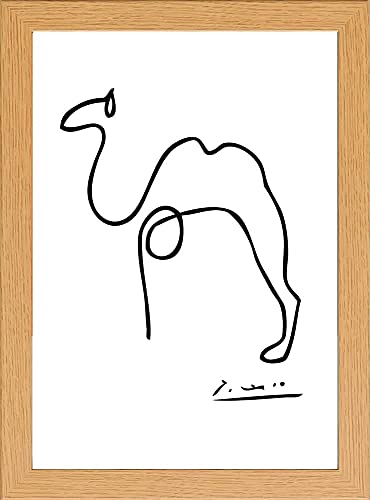 Picasso Kamel Minimalistische Linie Zeichnung Echt Glas Front gerahmter Kunstdruck 25,4 x 34,3 cm Rahmen von stortvalley