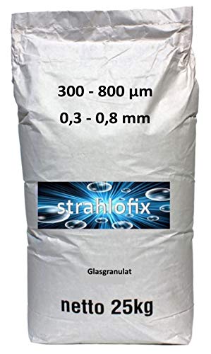 25 kg Strahlmittel Glasgranulat gebrochenes Glas (300-800 µm) von strahlofix