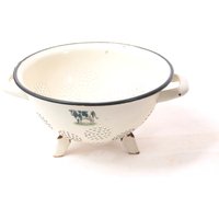 Vintage Sieb Emaille Mit Motiv von strandholzshop