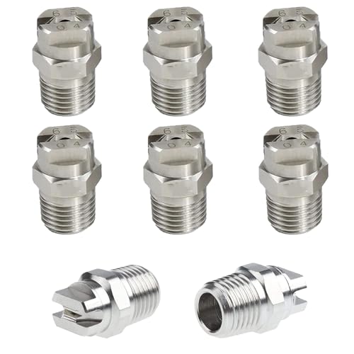 8 Stück 65 Grad Hochdruck-Sprühdüse,Hochdruck-Lüfterdüse,Hochdrucksprühdüse Hochdruck Sprayer Fan Düsenspitze,für Wasserbesen und Unterbodenreiniger,1.3mm Öffnungssprühspitze, 1/4Zoll Gewindeanschluss von streeHerjjkeA1