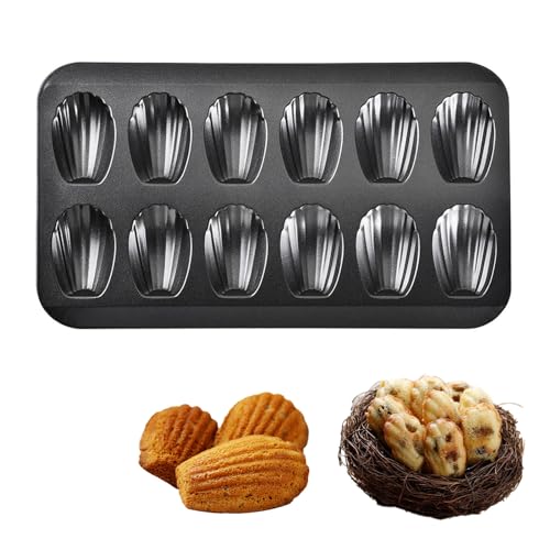 streeHerjjkeA1 Madeleine Backformen Madeleines Kuchen Formen Backform Antihaft Mini Madeleine Backformen 12 Löcher Wiederverwendbare Dessert Bakeware Schwarz von streeHerjjkeA1