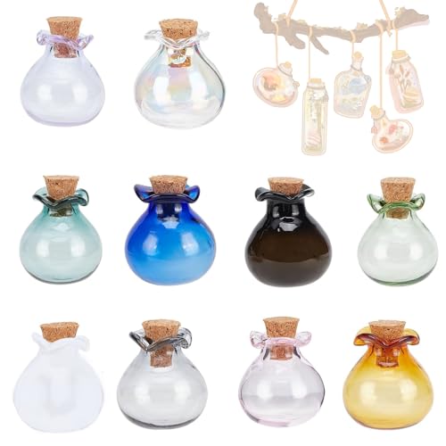 streeHerjjkeA1 10 Farben Mini-Farbflaschen Aus Glas，Winzige Gläser，Fläschchen Süße Flaschen ，Mit Korken，Kleine Fläschchen，Mini Fläschchen，Glasbehälter，Mini-farbflaschen von streeHerjjkeA1