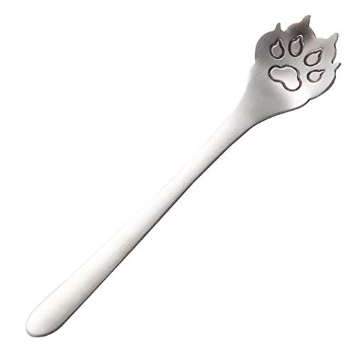 strimusimak Netter Hund Pfotenform Löffel, Edelstahl Mit Langem Griff, Eis, Dessert, Mischen Kaffeelöffel Besteck, Küche Esszubehör Silber von strimusimak