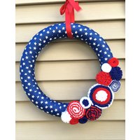 4. Juli Kranz Handgemachte Star & Stripes Filzblume Dekor von stringnthings
