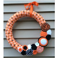 Halloween Kranz - Schwarz Und Orange Herbst Filz Blumenkranz Herbstkranz Stoff von stringnthings