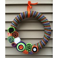 Halloween Kranz - Stoff Gestreift Mit Filz Blumen Herbst Blumenkranz Halloween Kranz - Stoff Gestreift Mit Filz Blumen Herbst Blumenkranz von stringnthings