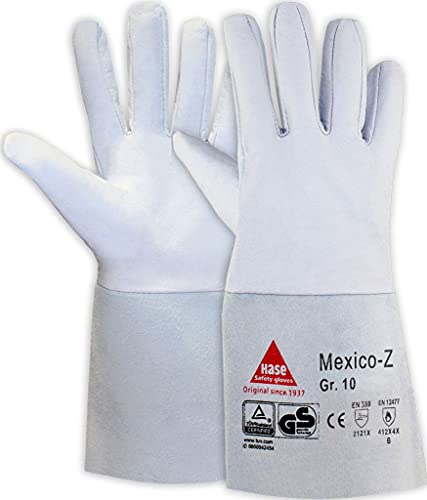 MEXICO-Z Schweißerhandschuhe aus Ziegennappaleder, TÜV GS, Flügeldaumen und Rindspaltleder-Stulpe - Größe:9 von strongAnt