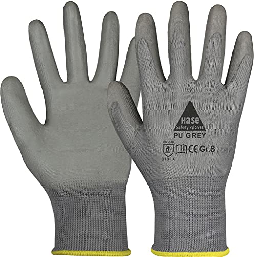 strongAnt 10 PAAR - Profi Feinstrick Arbeits-handschuhe Montagehandschuhe Sicherheitshandschuhe mit Soft-PU Beschichtungt - Grau, Größe:10 von strongAnt