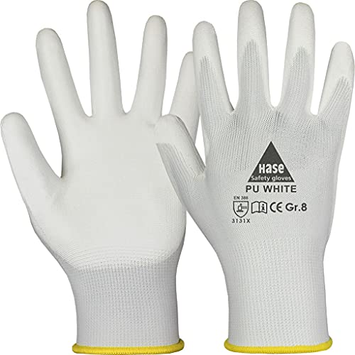 strongAnt 10 PAAR - Profi Feinstrick Arbeits-handschuhe Montagehandschuhe Sicherheitshandschuhe mit Soft-PU Beschichtungt - Weiß, Größe:7 von strongAnt