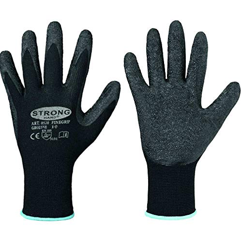 stronghand 12 Paar FINEGRIP Schwarz Montagehandschuhe 10 von stronghand