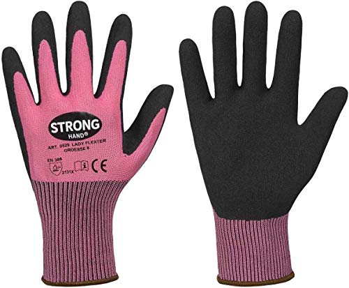 12Paar Damen Arbeitshandschuh pink Lady Flexter 0529 (L) von stronghand