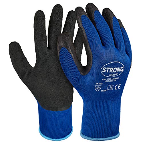 6 Paar Schwarze Arbeitshandschuhe LAFOGRIP Stronghand mit Grip Latexhandschuhe Gr. 8-11 //Ideal für Werkstatt und Garten (11/XXL) von StrongHand