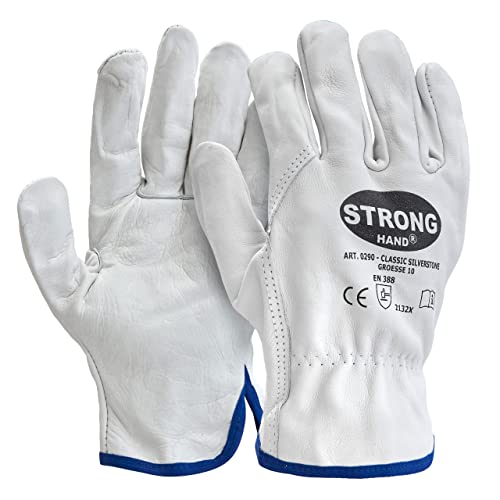 StrongHand HandschuhMan. 3 Paar Arbeitshandschuhe aus weichem Rindleder Fahrerhandschuhe Gr. 8-12 (8/M) von Strong Hand