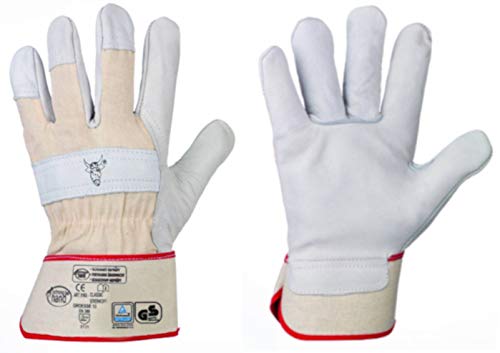 HandschuhMan. 1 Paar (2er Pack) Arbeitshandschuhe aus weichem Rindvollleder Stierkopf von StrongHand Gr. 8-13 Plus 1 Paar Gehörschutzstöpsel von 3M (12) von StrongHand