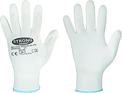 stronghand PU-beschichtete Strick-Handschuhe STANDARD BEIJING, Profi Qualität - weiß (12, 7) von stronghand