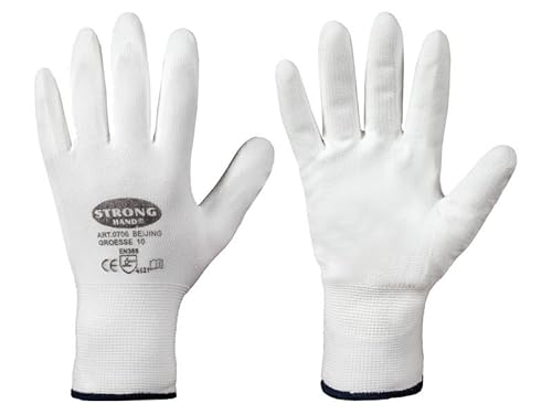 PU-beschichtete Strick-Handschuhe STANDARD BEIJING, Profi Qualität - weiß (12, 9) von Strong Hand